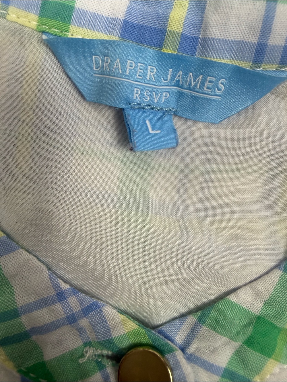 Draper James Blue and White Plaid Ruffle-Sleeve Midi Dress - Picture 5 of 10